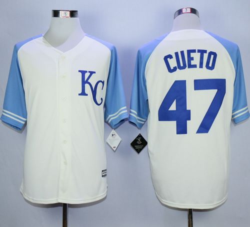 Royals #47 Johnny Cueto Cream Exclusive Vintage Stitched MLB Jersey - Click Image to Close